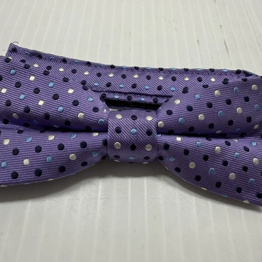Nordstrom Purple Polka Dot Silk Bow Tie Adjustable Formal Wedding Prom Accessory
